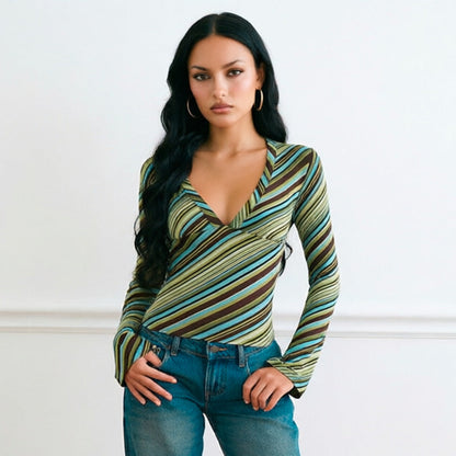 Summer New Sexy Trendy Cool Deep-V Neck Long Sleeves