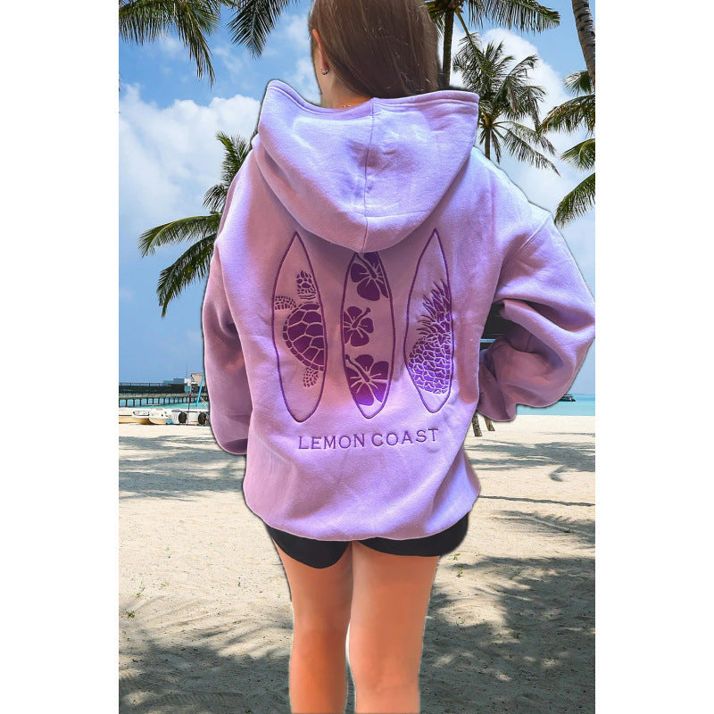 Womens Letter-Print Drop-Shoulder Sweatshirt