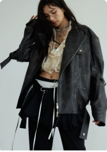 Dark Rock Genderless Futuristic Motorcycle Vintage Jacket