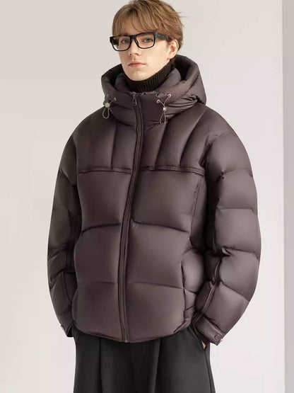White Duck Down Stylish Thick Hooded Down Jacket
