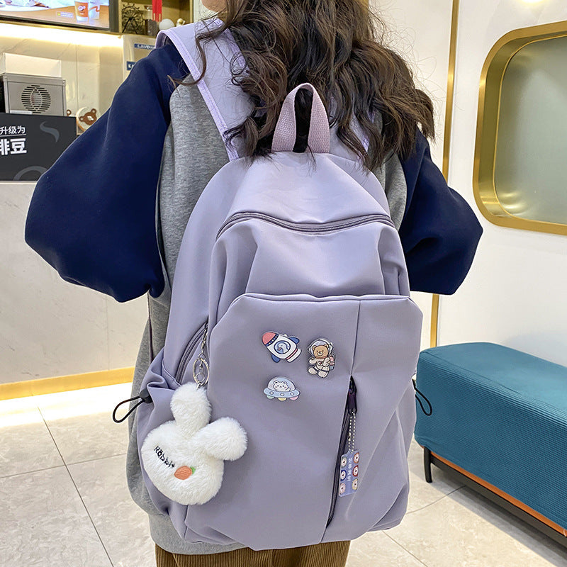 New Girls' Simple Solid Color Backpack