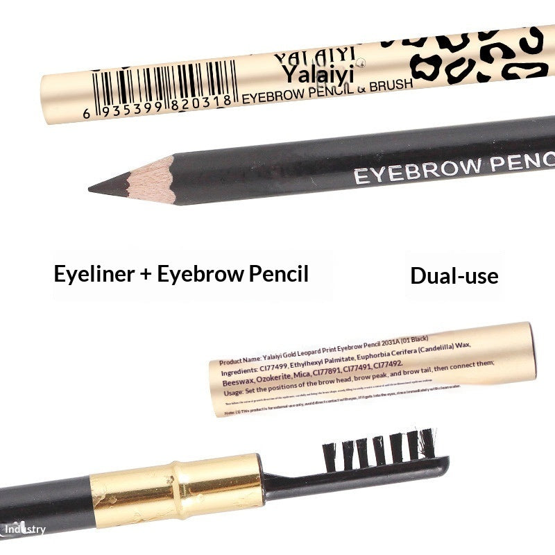 Yalaiyi Eyebrow Pencil Leopard Print Eyebrow Pencil Kuaishou And Douyin Live Broadcast Hot Selling Waterproof Distinct Look Wild Eyebrow Pencil