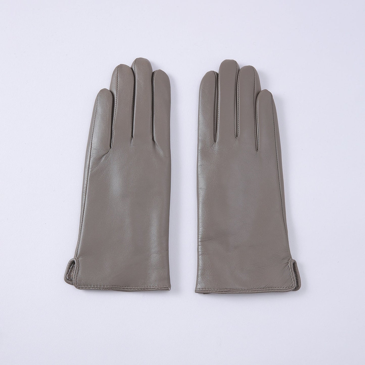 Womens Solid-Color Fleece-Lined Thermal Leather Gloves
