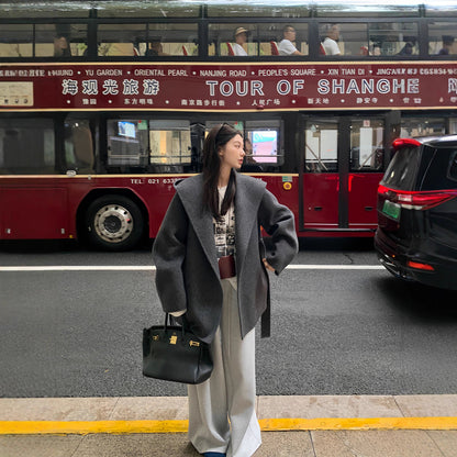 Womens Sophisticated Wool Double-faced Coat