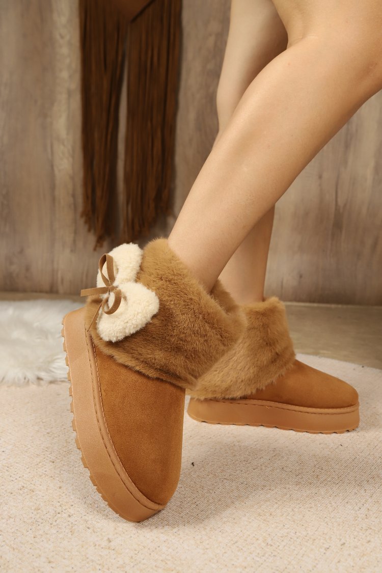 Women's New Export Round Toe Cuffed Furry Ankle Snow Boots, Cross-Border Platform Warm Fleece Lined Thickened Cotton Boots