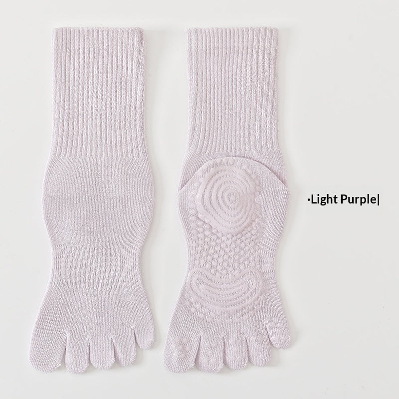 SpringSummer Yoga Socks Five-Toe Mid-Calf, Non-Slip