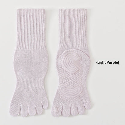 SpringSummer Yoga Socks Five-Toe Mid-Calf, Non-Slip