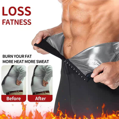 Sauna Pants For Men High Waist Sauna Sweat Leggings Compression Workout Legging Sauna Suit With Hook And Eyes Closure