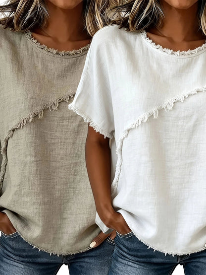 Women's Round-Neck Casual Loose Short-Sleeve Top