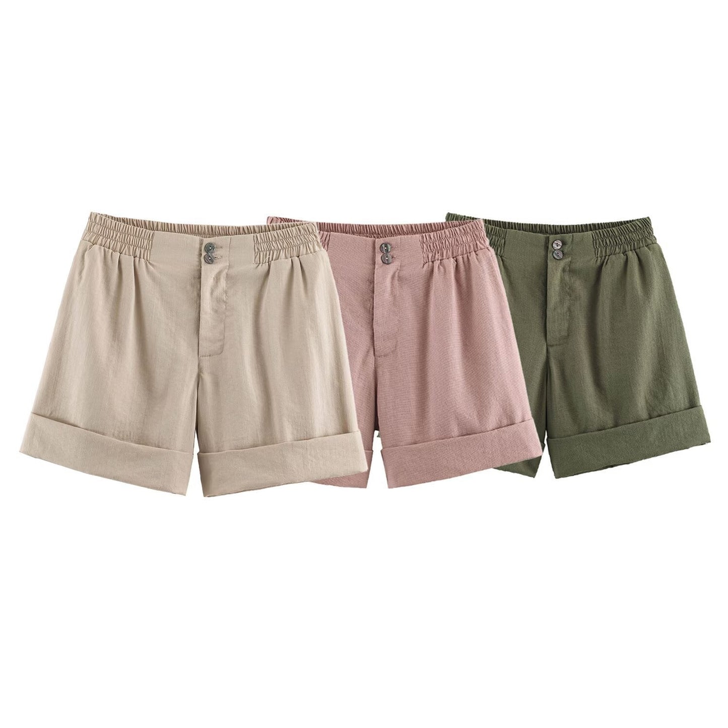 Casual Shorts With A Curled Hem Western Style