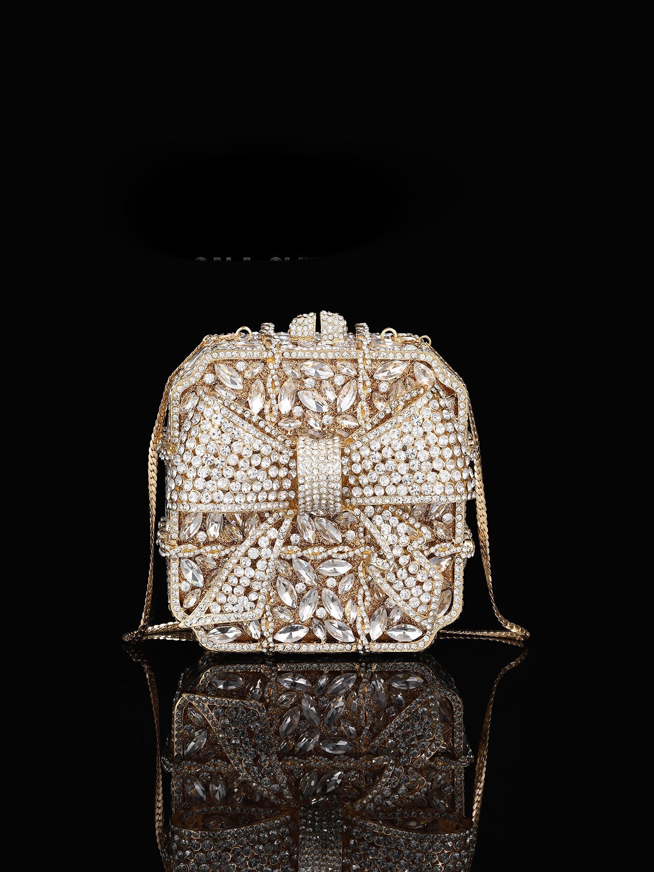 High-end Luxurious Heavy-Embroidered Shiny Champagne Bottle Rhinestone Evening Bag