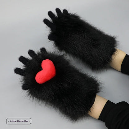 Plush-style Animal Costume Claw Gloves For Women