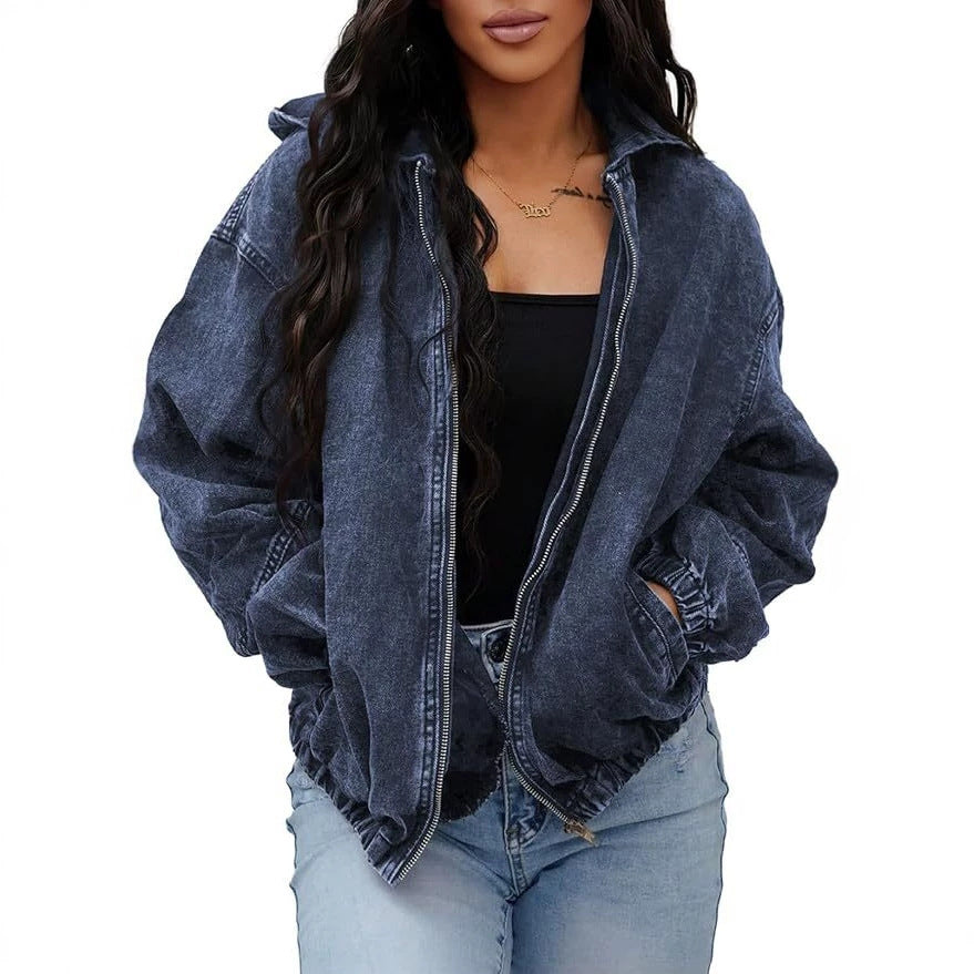 Womens Vintage Washed Denim Jacket