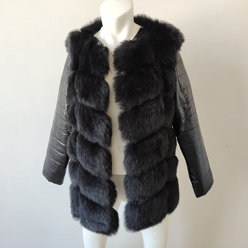 Faux Fur Coat Coat Slim Leather Jacket Women's Clothing