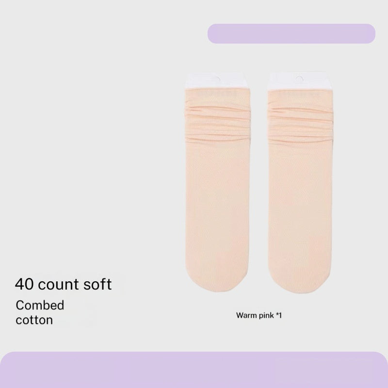 Combed Cotton Sweat-absorbent Deodorant Solid-color Knee-high Socks