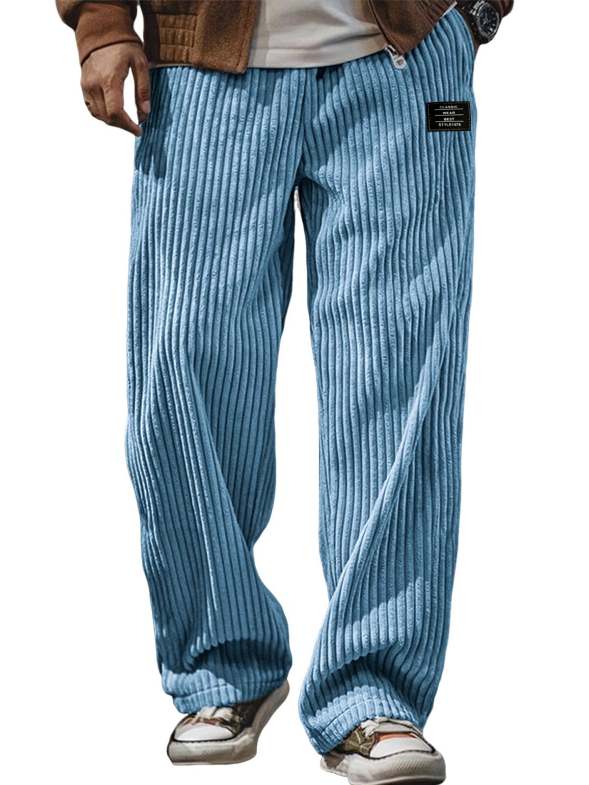 Pocket-embroidered Black-label Loose Straight-leg Casual Pants
