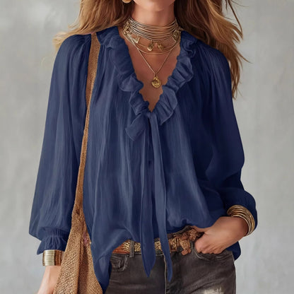 Ladies' Fashion V-neck Loose Shirt Top