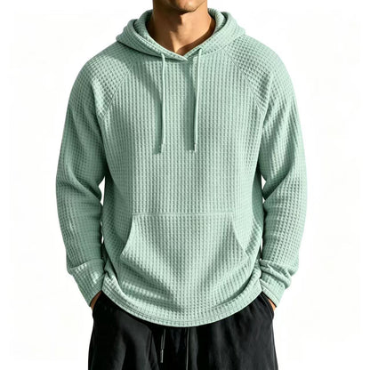 Mens Relaxed-fit Casual Waffle-knit Hooded Jacket