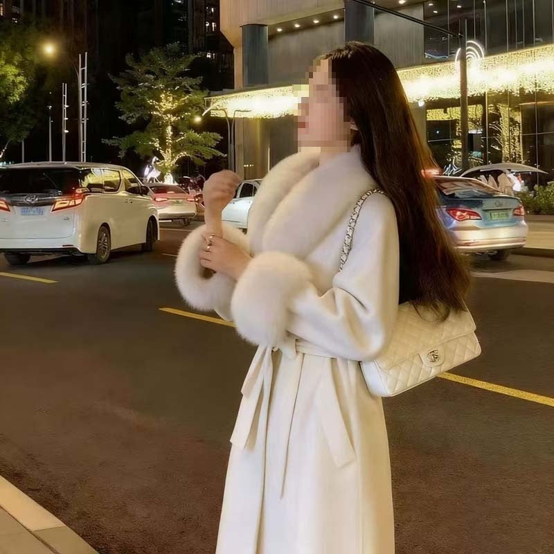 Womens Fallwinter Mid-length Blazer Wool Trench Coat
