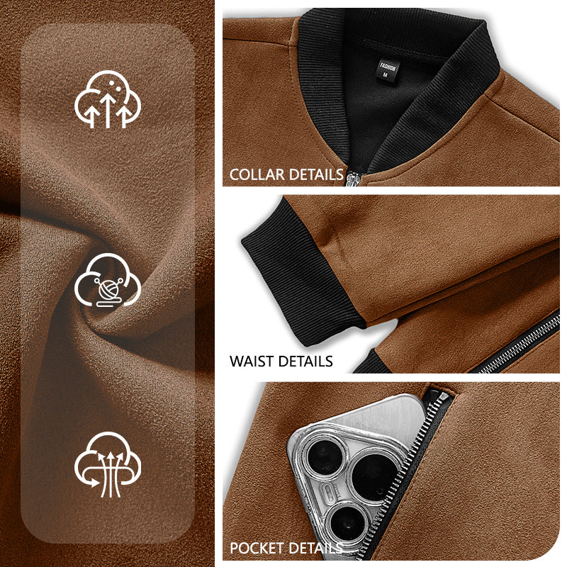 European And American Cross-border EBay Men's Spring And Autumn Suede Pilot Jacket, Foreign Trade Motorcycle Coat, American Baseball Jacket