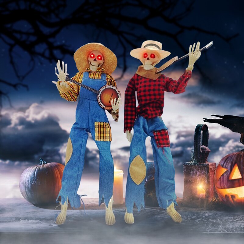 Luminous Skull Skeleton Decoration - Glowing Eyes for Halloween