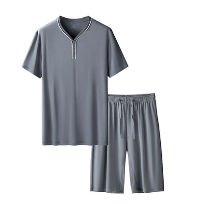 Mens Home Wear Thin Short-Sleeve Shorts Pajama Set