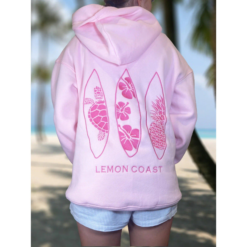 Womens Letter-Print Drop-Shoulder Sweatshirt