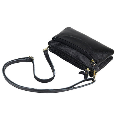 Womens Small Crossbody Bag With Multiple Compartments Made Of Full-Grain Leather