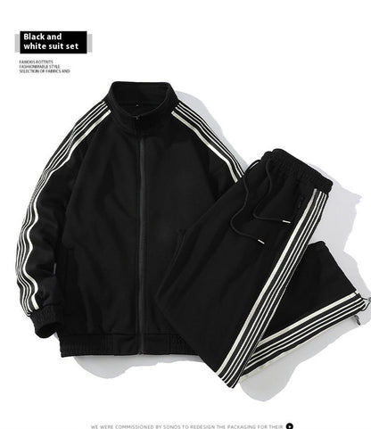 Trendy Straight Striped Sports Suit For Men