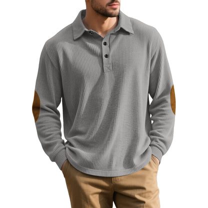 Mens Corduroy Sweatshirt With A Button-front Closure And Lapel