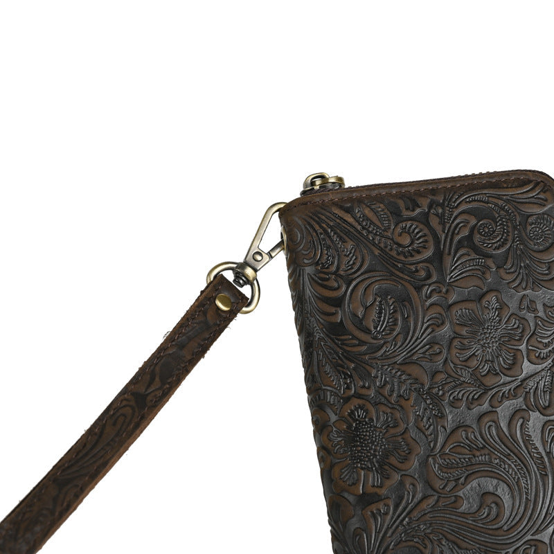 Mens Zip-around Multi-card Clutch Wallet