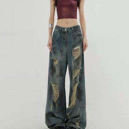 Distressed Ripped Beggar Jeans For Women