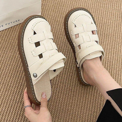 Roman Sandals, Women's Summer Semi Slippers, Fashionable And Versatile Beach Sandals, Thick Soled Perforated Shoes