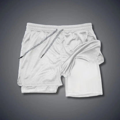 Mens Double-Layer Breathable Casual Shorts With A False Two-Piece Design