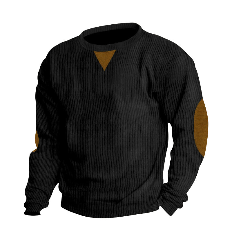 Crew-neck Corduroy Long-sleeve Sweatshirt For Men