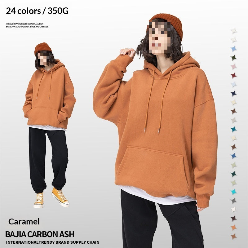 Solid-color Fleece-lined Hoodie For Teens Mens Style