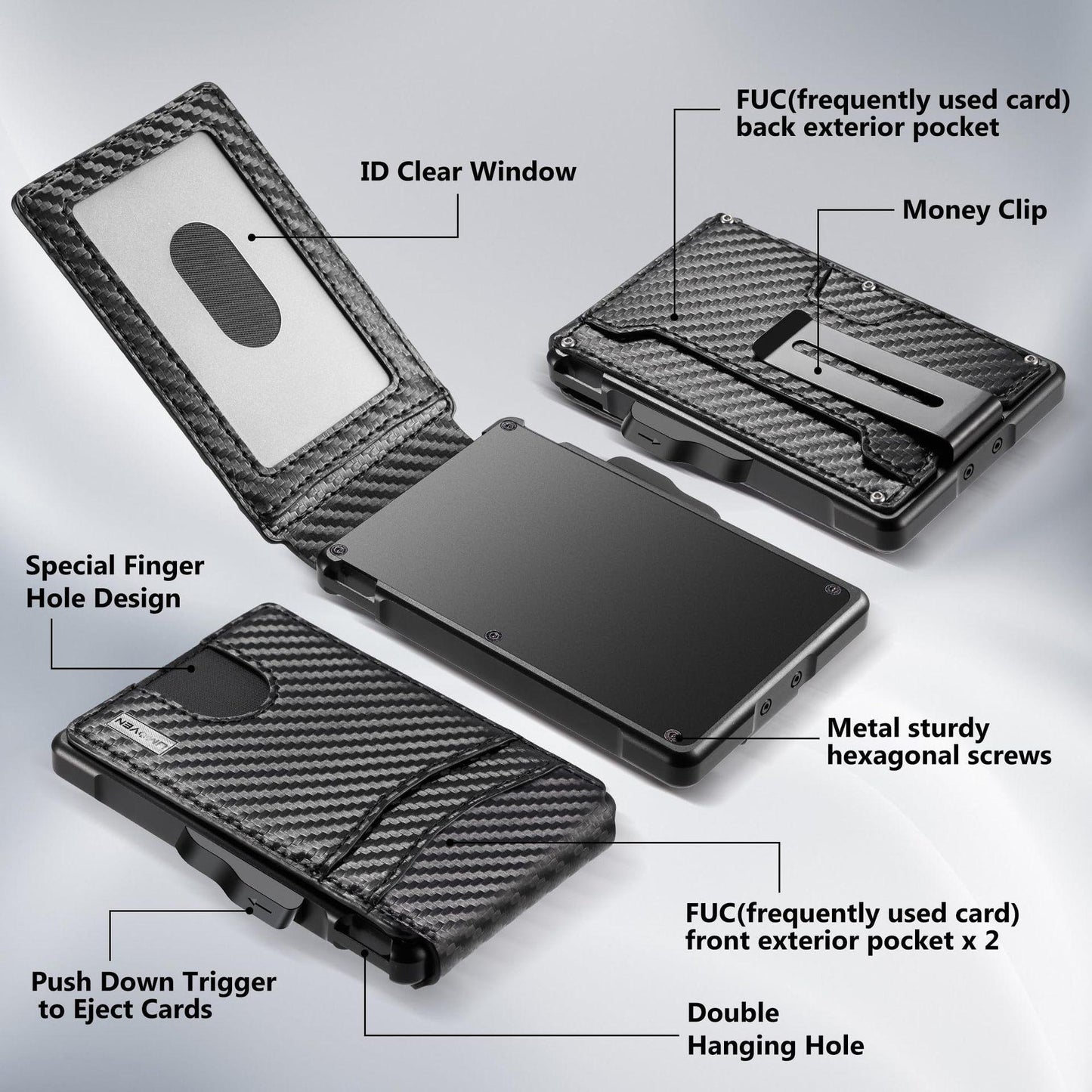 Cross-border Carbon-fiber Leather Case Aluminum Holder Card