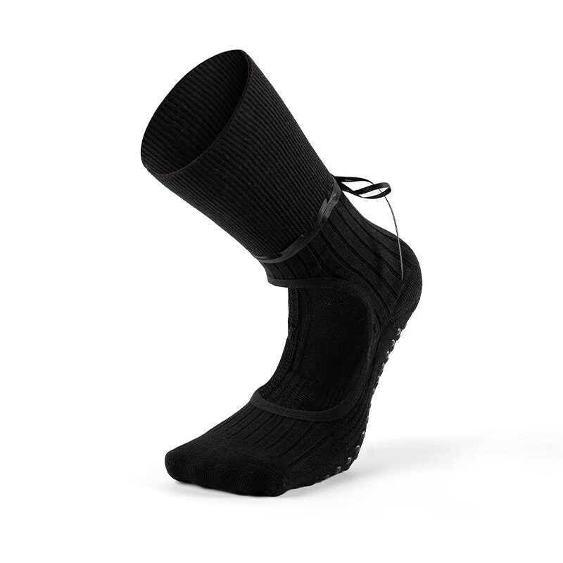 Ballet-style Backless Ribbon Yoga Socks With Silicone Non-slip Soles