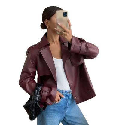 Adjustable-cuff Vintage Biker Jacket