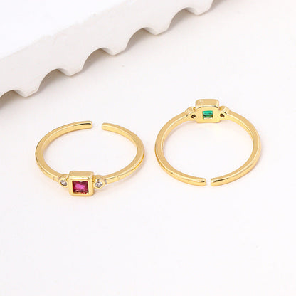 Geometric Square Zircon Copper Ring