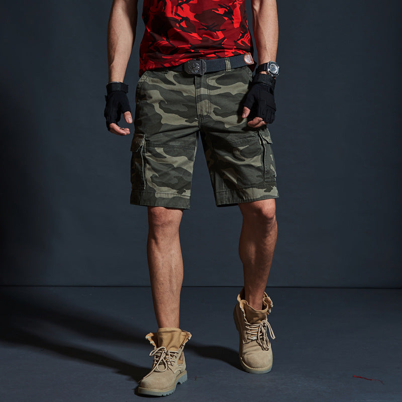 Summer Mid-length Pants Trendy Brand Loose-fit Mens Green Camouflage For Summer