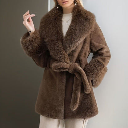 New Autumn Winter Eco-friendly Faux Fur Womens Mid-length Coat