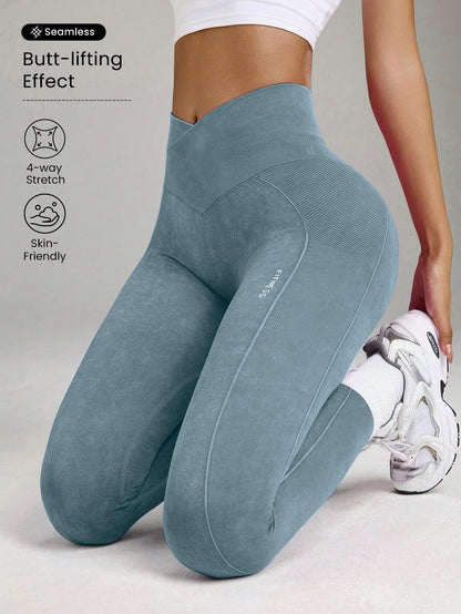 Seamless Sand-Washed High-Waisted Butt-Lifting Tight Yoga Pants