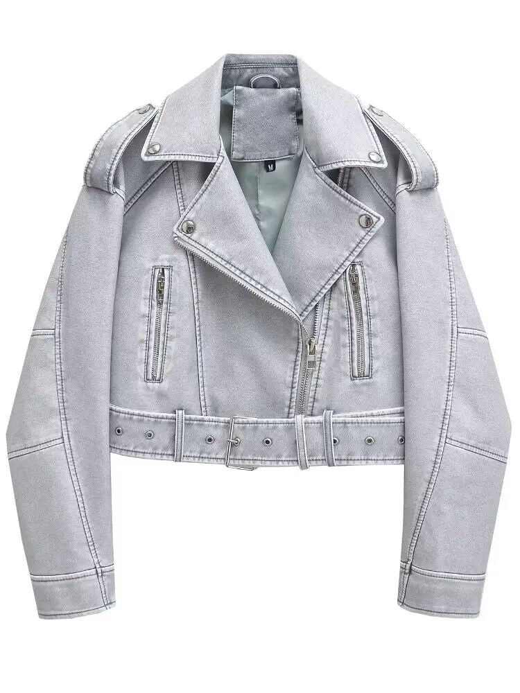 Bestselling Street-style Retro Turn-down Collar Loose Washed Jacket