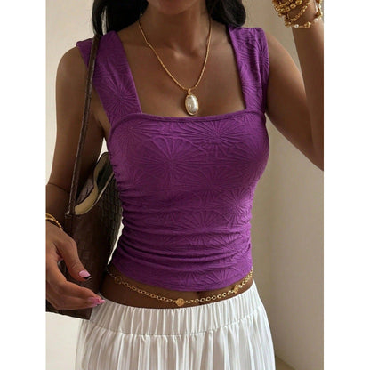 French Jacquard Square Neck Vest