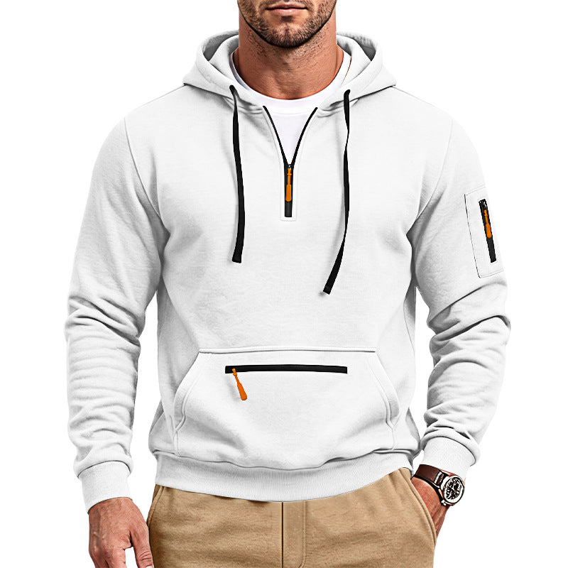 New Arrival European Size Half-Zip Multi-Pocket Casual Loose Sports Pullover Hoodie For Cross-Border Foreign Trade, Amazon Listing
