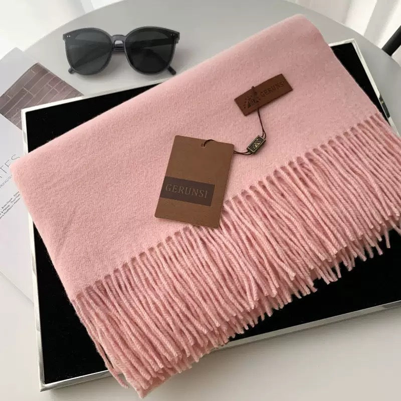 Womens Thickened Fashionable Solid-Color Tassel Scarf
