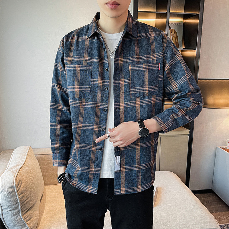 Men's Plaid Long-sleeved Shirt