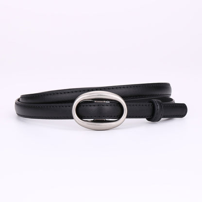 Womens Leather Belt With A Slim Waistband, Made From Smooth Leather And Featuring No Pre-punched Holes