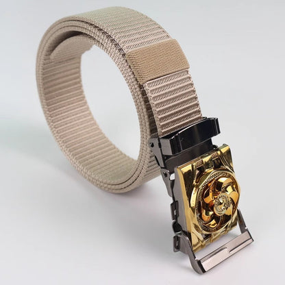 Men's Canvas Smooth Buckle Nylon Pant Belt